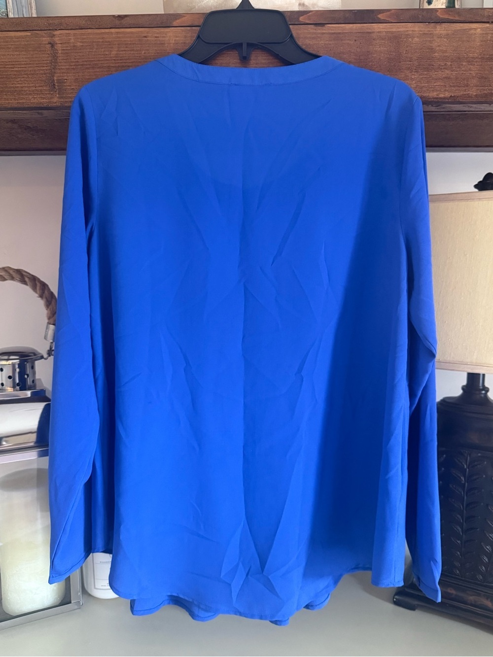 LOFT Royal Blue Pleated Blouse - Picture 3 of 4